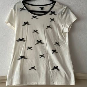 Ann Taylor ribbon shirt black and white size large.